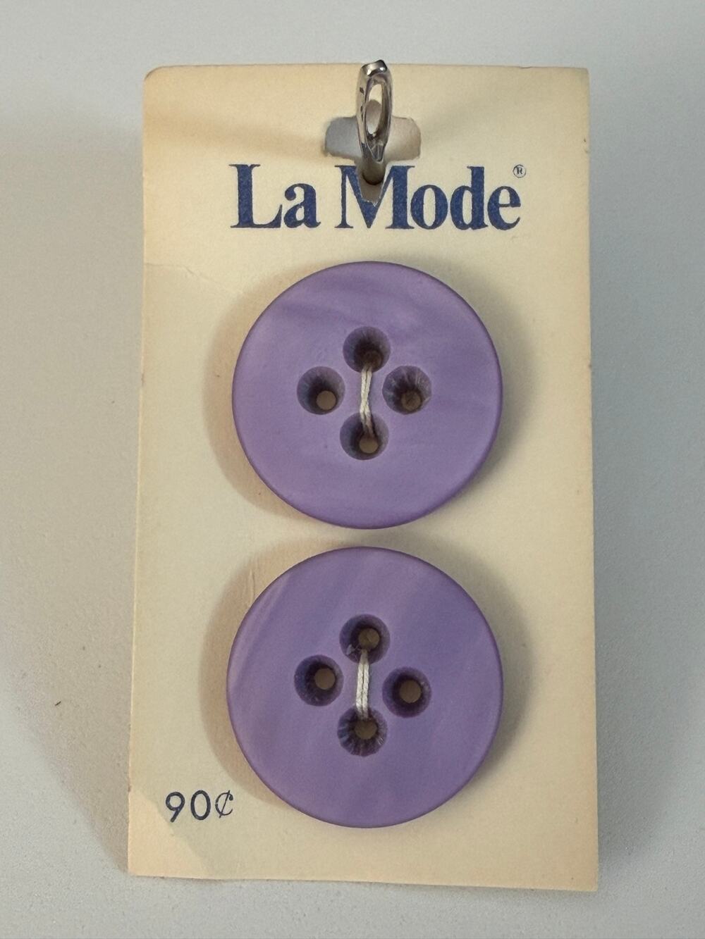 Vintage 1970s La Mode Lavender Buttons 1 1/16" Japan NOS Original Card